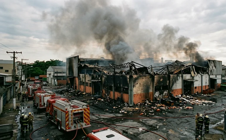 Incêndio de grandes proporções destrói fábrica de velas em Mauá incendio-de-grandes-proporcoes-destroi-fabrica-de-velas-em-maua